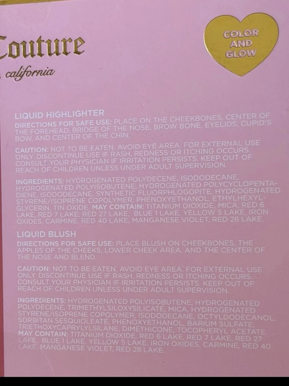 Juicy Couture Skin Glow Collection Liquid Highlighter & Blush Makeup Set NIB